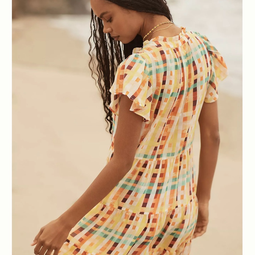 Anthropologie Multicolor Plaid Mini Dress